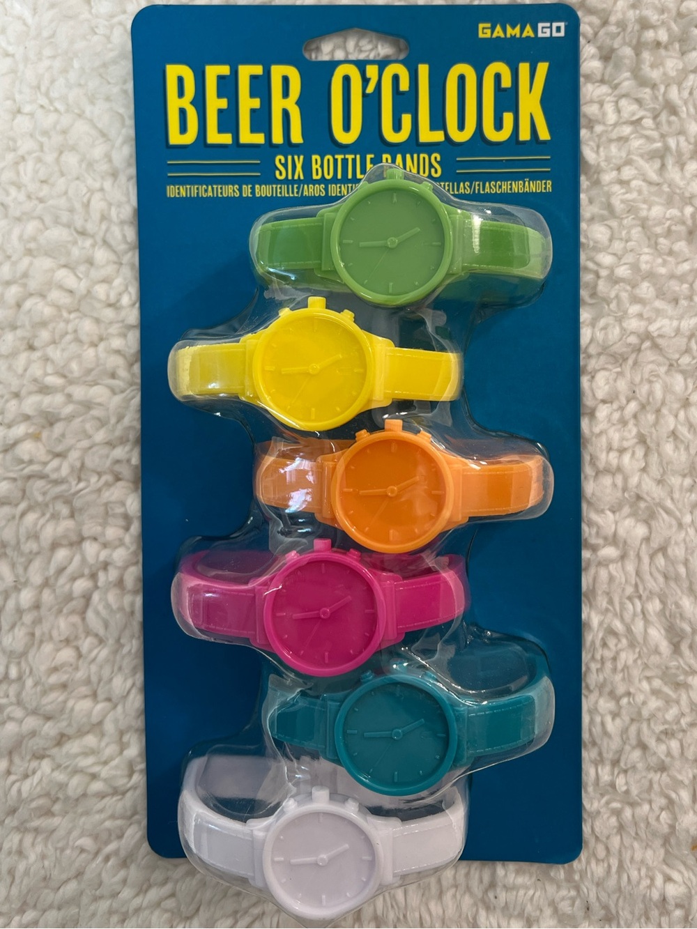 GAMAGO "Beer O'clock" Six Different Color Silicone ID Bottle Bands